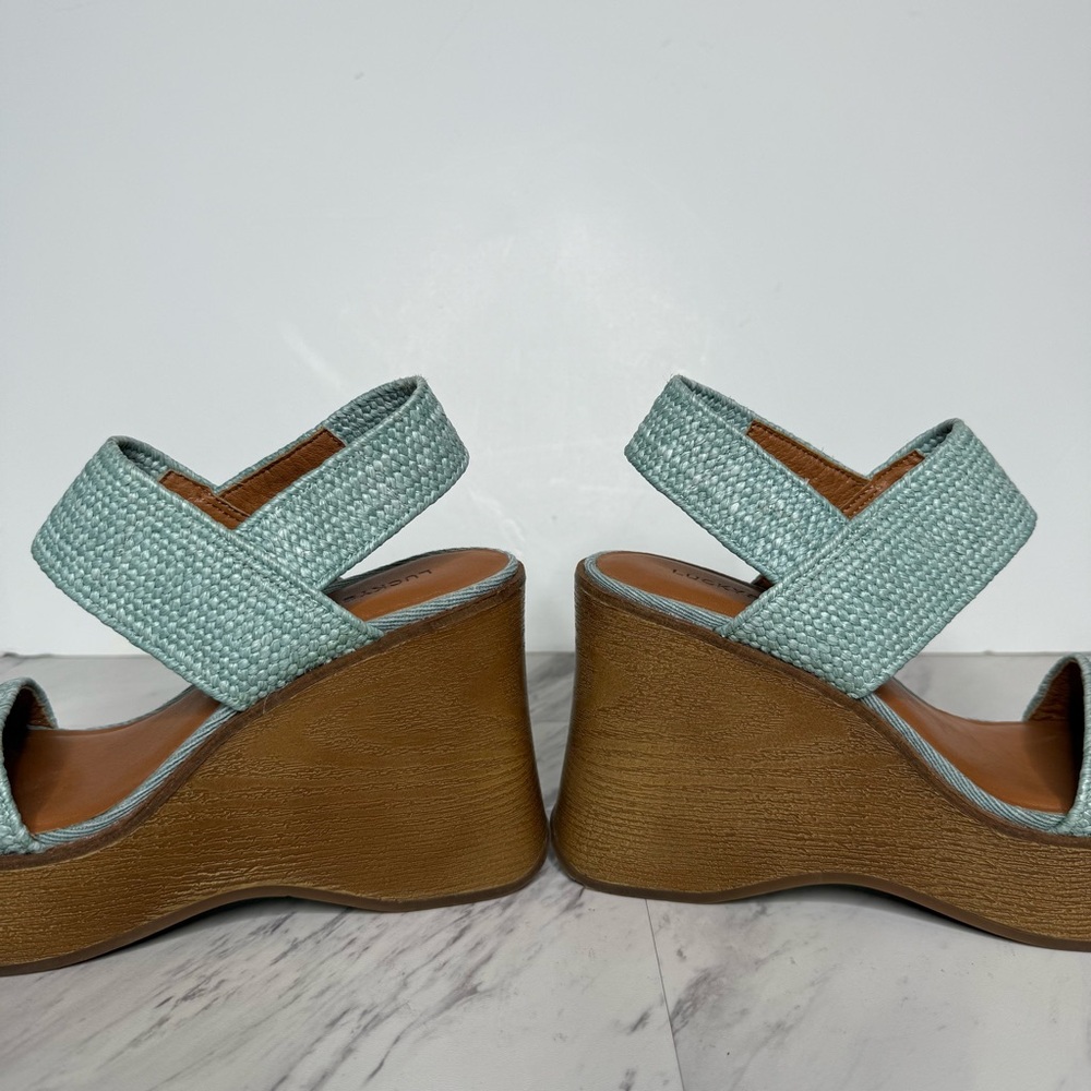 Lucky Brand Delukah Blue Platform Wedge Sandal 5 1/2 - Picture 8 of 14